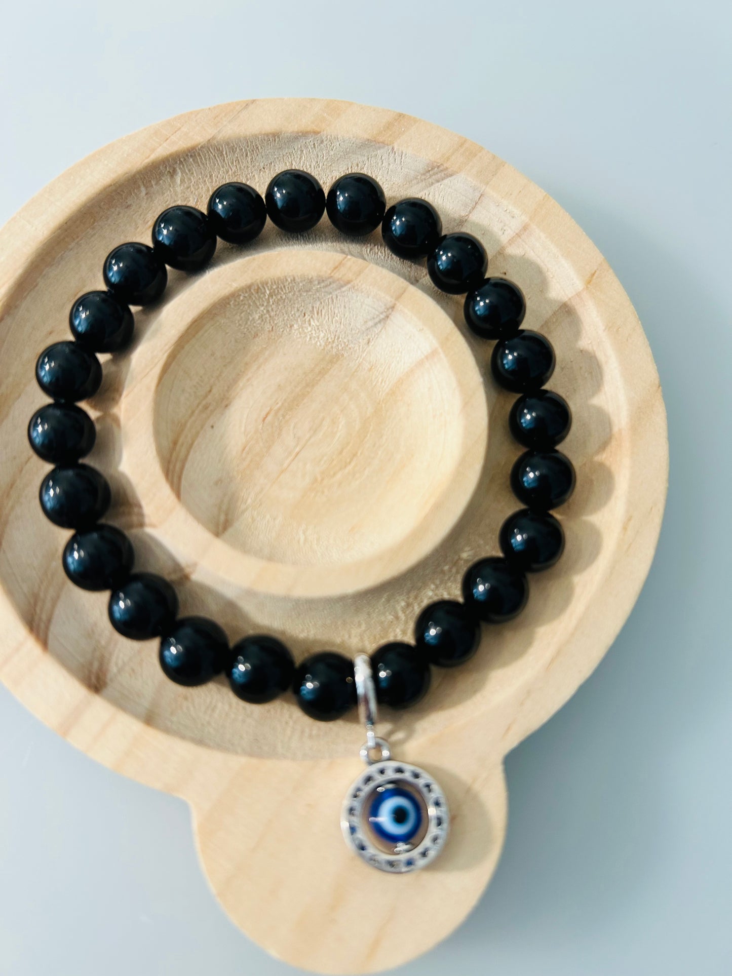 Evil eye protection Crystal bracelet with 925 silver charm