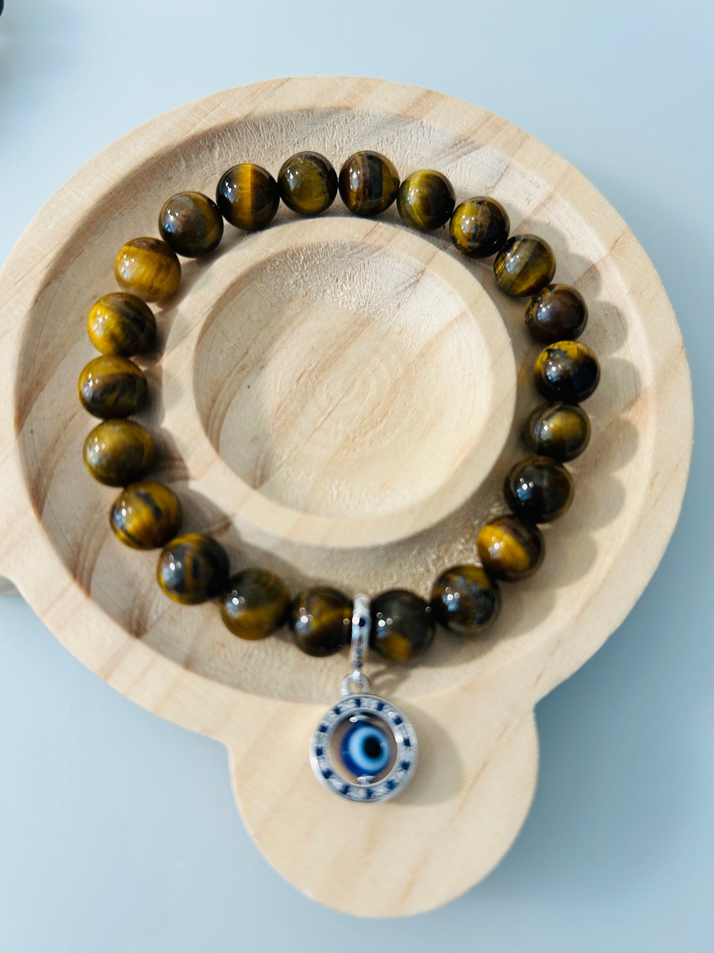 Evil eye protection Crystal bracelet with 925 silver charm