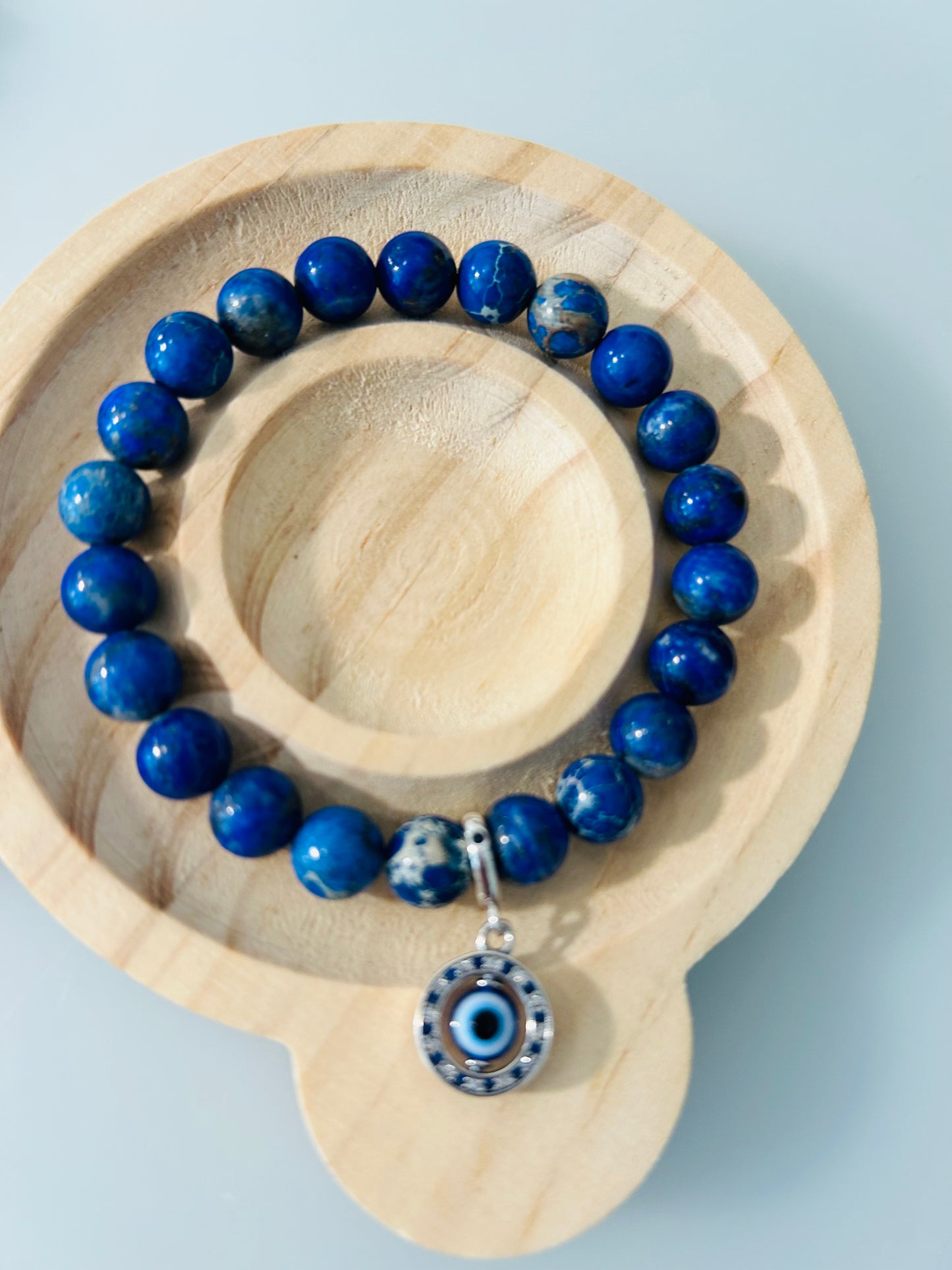 Evil eye protection Crystal bracelet with 925 silver charm